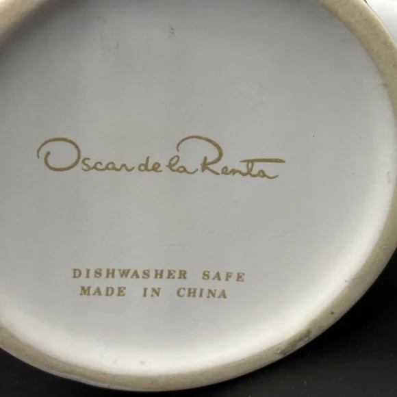 Vintage Oscar de la Renta Ceramic Mug Gold Swirl Sunburst Coffee Cup 12oz EUC - Picture 2 of 11